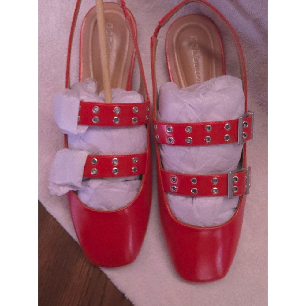 BCBGeneration Hendo Red Slingback Flats Womens 10M Studded Mary Jane NIB